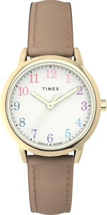 Timex Women's Easy Reader 30mm Watch - Tan Strap White Dial Gold-Tone Case