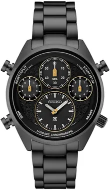 SEIKO Men's Black Dial Stainless Steel Band Prospex Speedtimer Limited Edition Chronograph Solar Quartz Watch