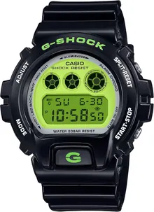 G-Shock Casio 6900 Series Digital Retro Black and Lime Green Resin Watch - DW6900RCS-1