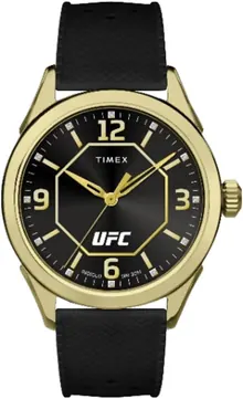 Timex UFC Men's Athena 42mm Watch - Black Strap Black Dial Gold-Tone Case