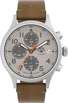 Timex Men's Expedition Sierra Chronograph 42mm Watch - Brown Strap Gray Dial
