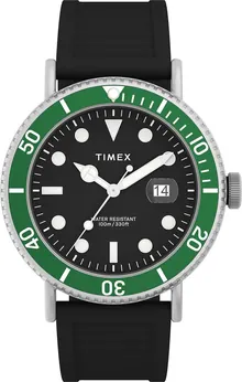 Timex Men's Harborside Coast 43mm Watch - Black Strap, Black Dial, Silver-Tone Case