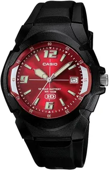 Casio MW600F Series Men's Analog Watch - Black/Red