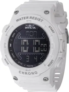Invicta Racing Men 52mm Plastic White Black Dial Electronic Digital Watch