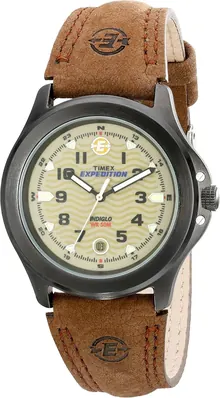 Timex Men's T47012 Expedition Metal Field Brown Leather Strap Watch