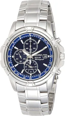 Seiko Men's SSC141 Stainless Steel Solar Watch with Blue Dial