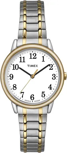 Timex Women's Easy Reader 30mm Watch – Two-Tone Case White Dial with Two-Tone Stainless Steel Expansion Band
