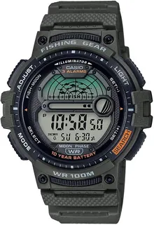 Casio Men's Fishing Timer Quartz Watch with Resin Strap, Green, 24.1