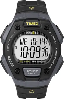 Timex Men's Ironman Triathlon Classic 30 38mm Watch – Gray & Black Case with Black Resin Strap