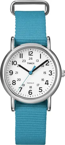 Timex Women's T2N836 Weekender Blue Nylon Slip-Thru Strap Watch