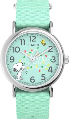 Timex Women's Analogue Watch Weekender x Peanuts Holiday, Blue