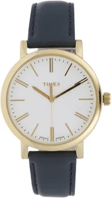 Timex TW2P63400 Originals Modern Women's Watch - Dark Blue Leather & Gold Steel