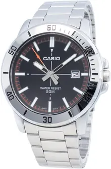 Casio MTP-VD01D-1E2V Men's Enticer Stainless Steel Black Dial Casual Analog Sporty Watch