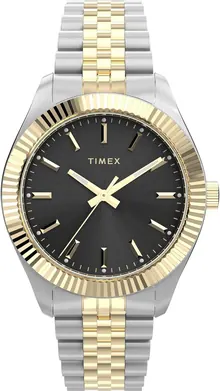 Timex Women's Legacy 36mm Watch - Two-Tone Bracelet Black Dial Gold-Tone Case