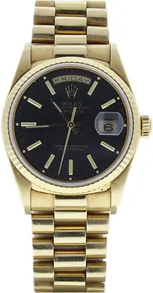 Rolex Men's 18k Yellow Gold President Watch Tapestry Dial Model 18038 (Preowned)