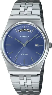 Casio MTP-B146D-2AV Men's Vintage Stainless Steel Blue Dial Day Date Analog Watch