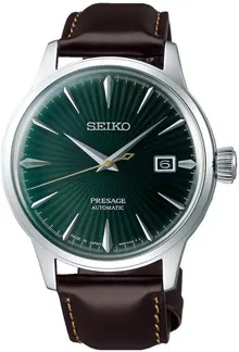 SEIKO Men's PRESAGE 'Mockingbird' Cocktail Green Dial with Brown Leather Watch SRPD37J1