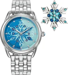 Citizen Women's Eco-Drive Disney Princess Frozen Crystal Watch and Pin Gift Set