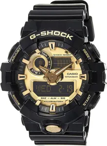 Casio Men's 'G Shock' Quartz Resin Casual Watch - Black Gold
