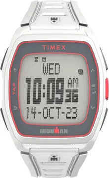 Timex Unisex Ironman Triathlon T300 42mm Watch - White Strap Digital Dial