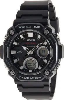 Casio 10 Year Battery World Time Countdown Timer Analog-Digital Watch - AEQ-120W-1AVCF