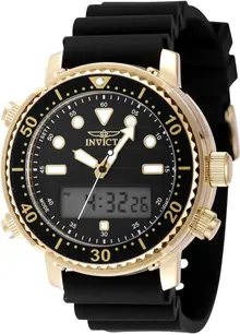 Invicta Pro Diver Men 46.5mm Stainless Steel Gold Black Dial Electronic Digital Watch