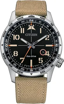 Citizen Men's Eco-Drive Weekender Avion Field Watch in Stainless Steel with Khaki Nylon Strap