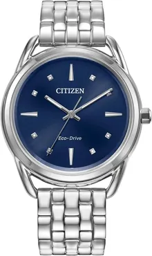 Citizen Women's Eco-Drive Dress Classic Watch in Stainless Steel, Blue Dial