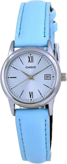 Casio LTP-V002L-2B3 Women's Standard Analog Blue Leather Band Watch