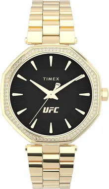 Timex UFC Women's Jewel 36mm Watch - Gold-Tone Bracelet Black Dial