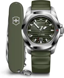 Victorinox I.N.O.X. Automatic Green Dial Green Rubber Strap Watch Set 41mm - 242017.1