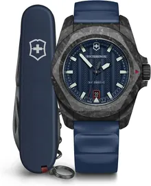 Victorinox I.N.O.X. Automatic Blue Dial Blue Rubber Strap Watch Set 41mm - 242022.1