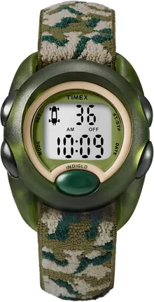 Timex Boys T71912 Time Machines Digital Green Camouflage Elastic Fabric Strap Watch
