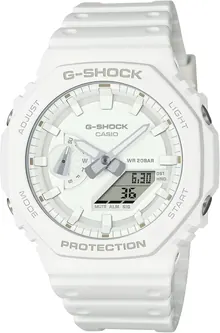 G-Shock Casio Analog-Digital Carbon Core Guard Tone-on-Tone White Resin Strap Watch - GA2100-7A7