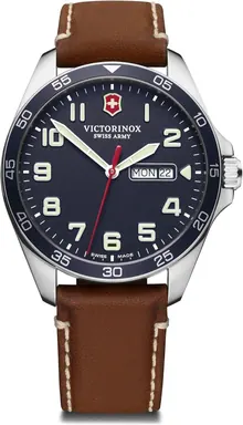 Victorinox Fieldforce Blue Dial Leather Strap Watch 42mm