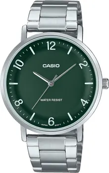 Casio MTP-VT03D-3B Men's Minimalistic Stainless Steel Green Dial Watch