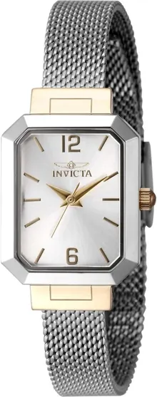 INVICTA Angel Lady 21mm Stainless Steel Gold + Steel Silver Dial PC21J Quartz Watch