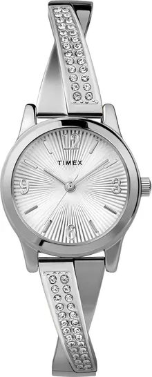 Timex Women's Fashion Stretch Bangle 25mm Watch - Silver-Tone