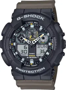 Casio G-Shock Utilitarian Black & Olive Green Analog-Digital Watch GA-100TU-1A3CR
