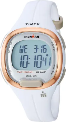 Timex Women's Ironman Triathlon Transit 33mm Resin Strap Watch – Rose Gold Top-Ring & White Resin Strap