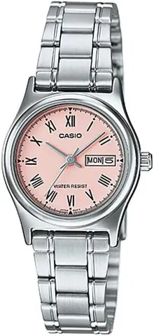 Casio LTP-V006D-4B Women's Standard Stainless Steel Roman Pink Dial Date Watch