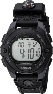 Timex Men's Expedition Digital CAT 41mm Watch – Gray & Black Case with Black Resin Strap & Integrated Compass
