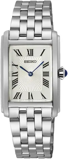 Seiko SWR083 Women's Wristwatch: Rectangle Face, Quartz, Silver