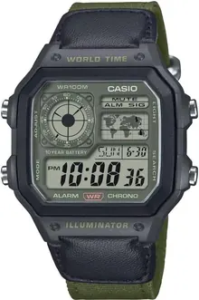 Casio AE1200 Series Men's Digital Watch - Black/Green