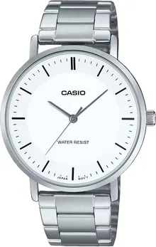 Casio MTP-VT04D-7E Men's Minimalistic Stainless Steel White Concave-Shaped Dial Watch