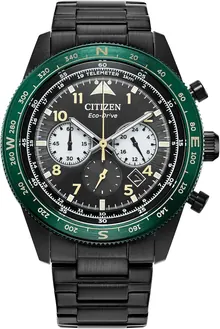 Citizen Men's Eco-Drive Weekender Sport Casual, Black Stainless Steel Bracelet Watch, Chronograph