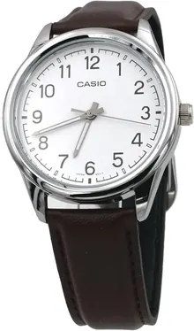 Casio MTP-V005L-7B4 Men's Brown Leather Band White Numbers Dial Casual Analog Watch