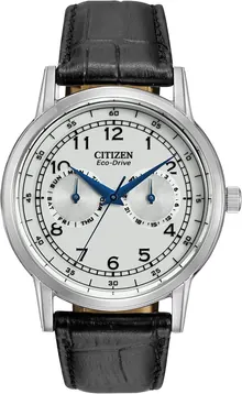 Citizen Men's Eco-Drive Corso Classic Watch in Stainless Steel with Black Leather Strap