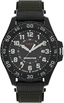 Timex Men's Acadia 42mm Watch - Green Strap Black Dial Black Case