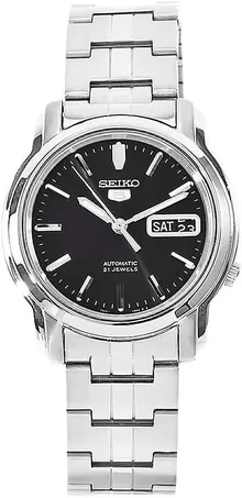 Seiko Men's SNKK71 5 Stainless Steel Black Dial Watch